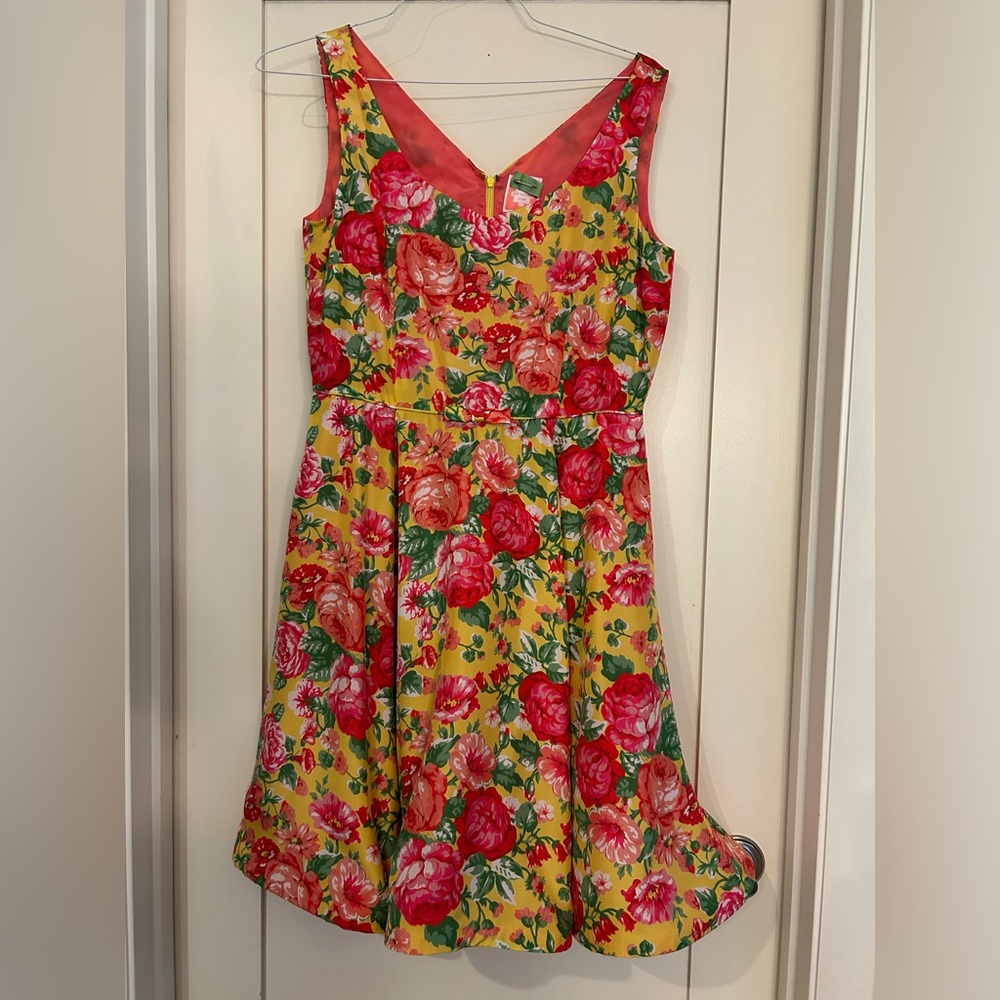 Vibrant 100% silk floral dress